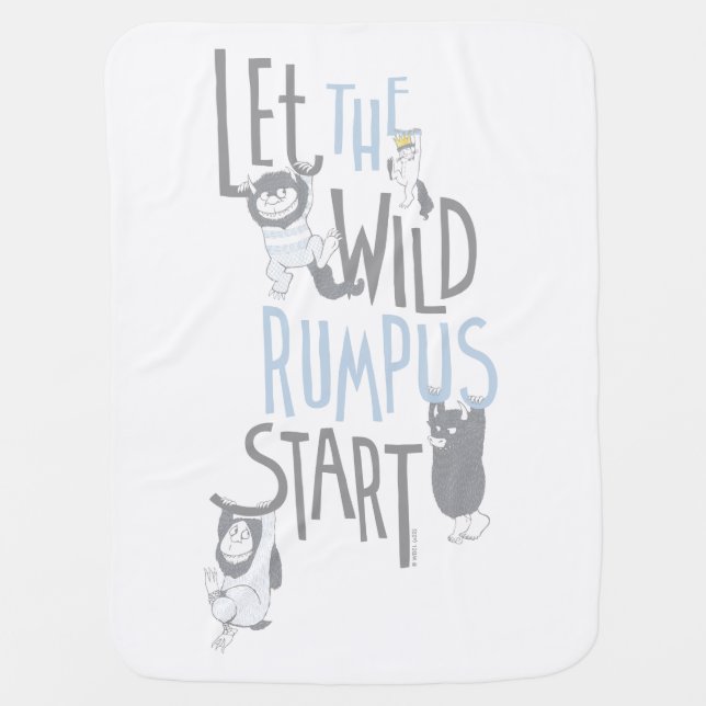 Let the Wild Rumpus Start - Blue Baby Blanket (Front)