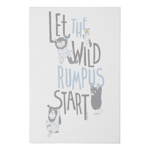 Let the Wild Rumpus Start _ Blue Faux Canvas Print