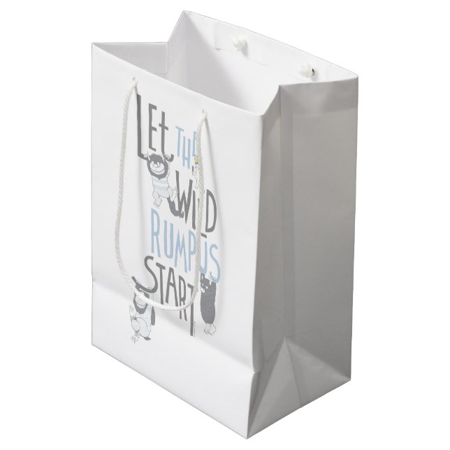Let the Wild Rumpus Start - Blue Medium Gift Bag (Front Angled)