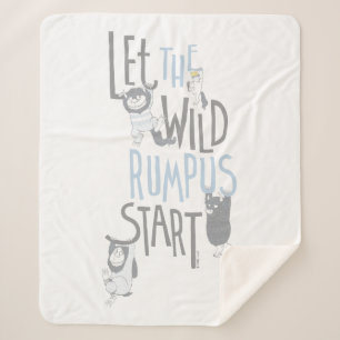 Let the Wild Rumpus Start - Blue Sherpa Blanket
