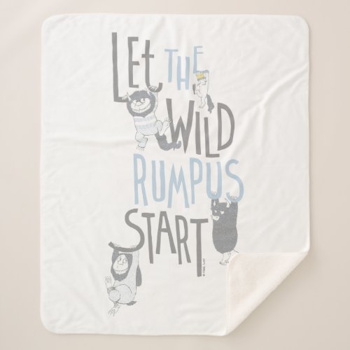 Let the Wild Rumpus Start _ Blue Sherpa Blanket