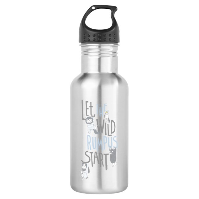 Let the Wild Rumpus Start - Blue Stainless Steel Water Bottle (Front)