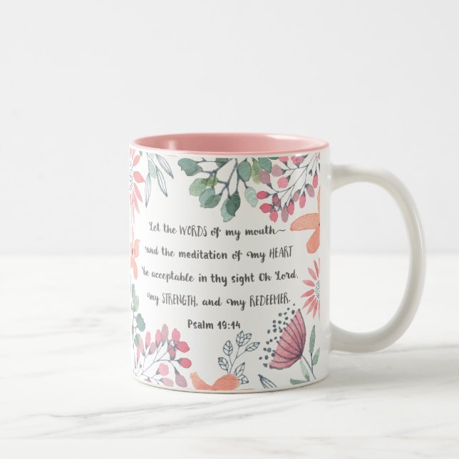 Let the Words of my Mouth - Ps 19:14 Two-Tone Coffee Mug (Right)