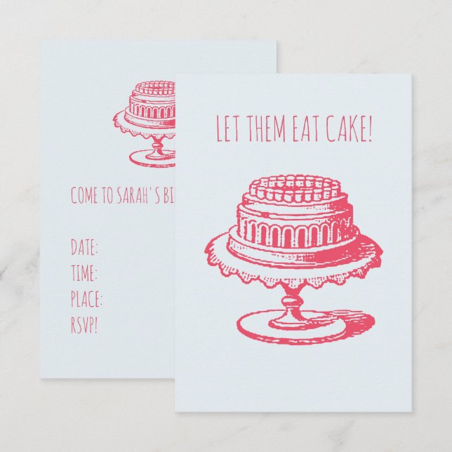 Let Them Eat Cake Birthday Party Invitations (Front/Back)