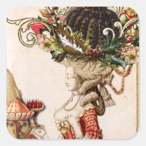 Let them eat pudding Marie Antoinette Christmas Square Sticker