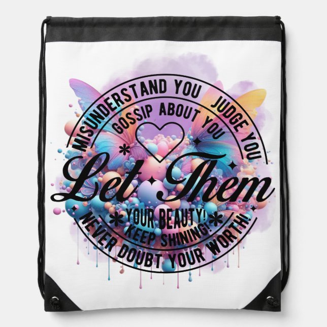 Let Them — Empowerment Bloom Drawstring Bag (Front)