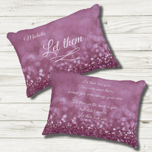 Let Them Love You Poem Purple Glitter Custom Accent Pillow