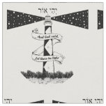 LET THERE BE LIGHT lighthouse black and white Fabric