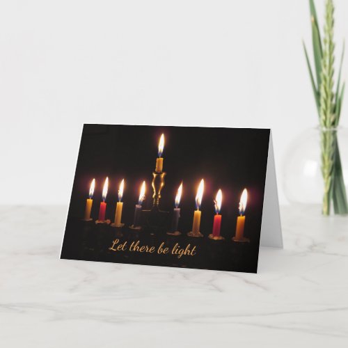 Let there be light menorah Hanukkah card