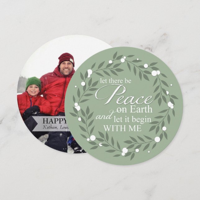 Let There Be Peace On Earth Custom Photo Holiday Card (Front/Back)