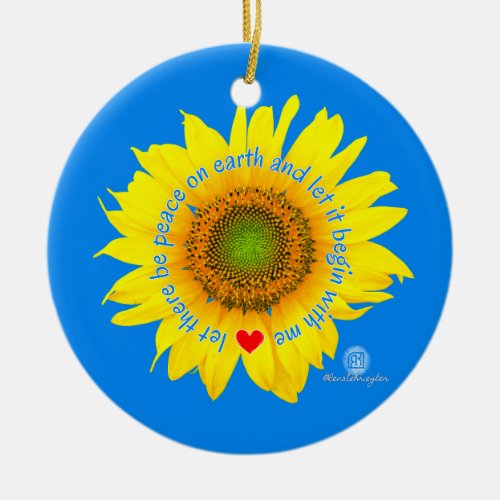 let there be peace on earth _ sunflower ceramic ornament