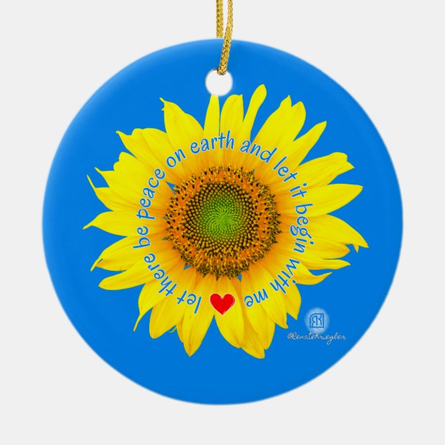 let there be peace on earth - sunflower ceramic ornament (Front)