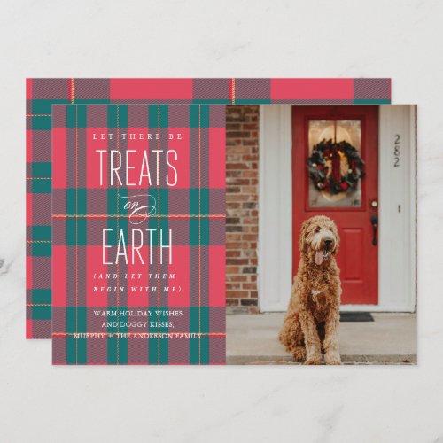 Let There Be Treats on Earth Pet Photo Holiday  Invitation