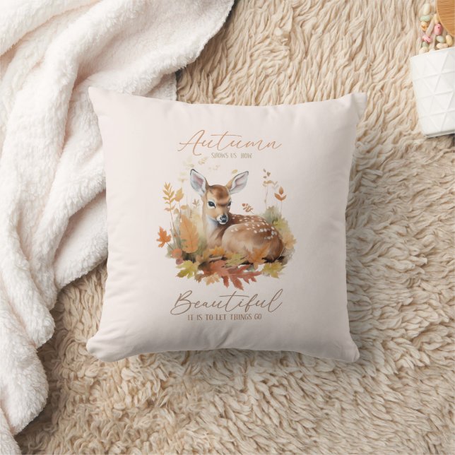 Let Things Go Autumn Throw Pillow (Blanket)