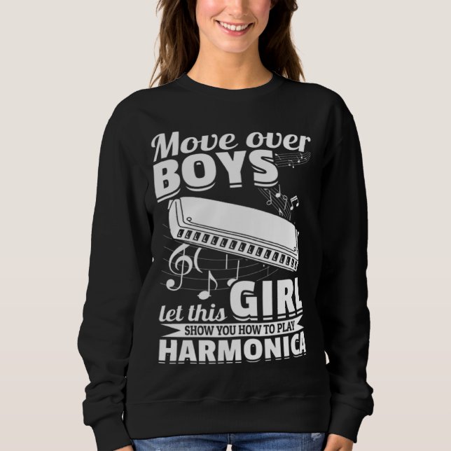 Let This Girl Show You How To Play Harmonica Music Sweatshirt (Front)