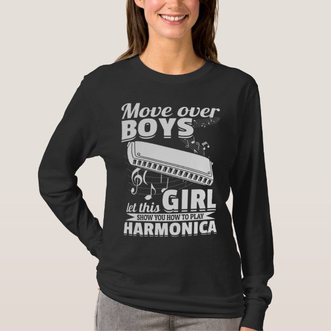 Let This Girl Show You How To Play Harmonica Music T-Shirt (Front)