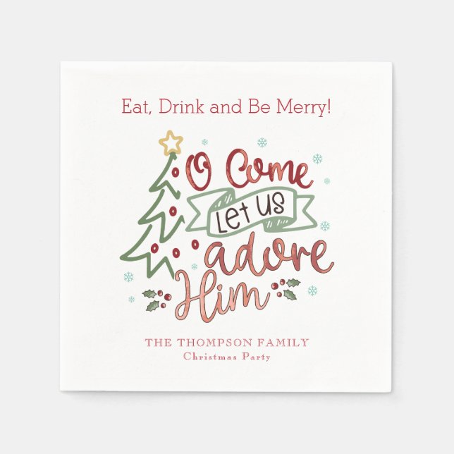 Let Us Adore Him Christmas Napkins (Front)