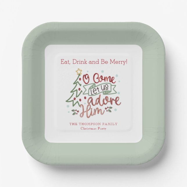 Let Us Adore Him Christmas Paper Plates (Front)