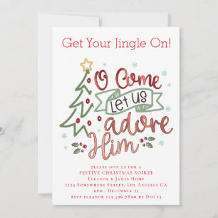 Let us adore him Merry Christmas Invitation