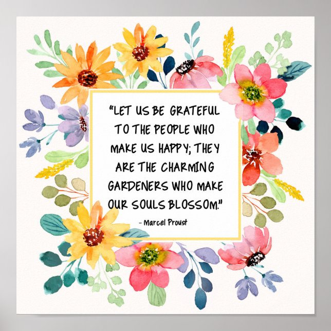 Let Us Be Grateful To The People Floral Poster (Front)