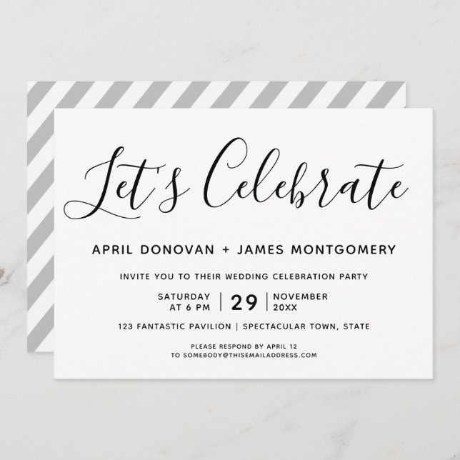 Let us Celebrate Typography Wedding Invitation (Front/Back)
