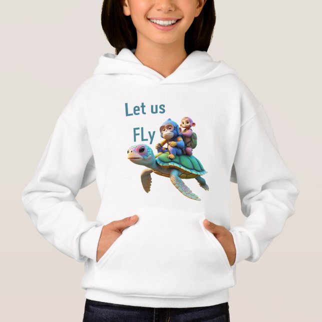 Let us FLy  lazy turtle  Hoodie (Front)