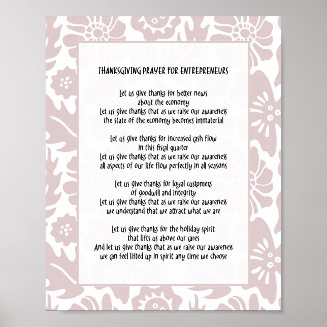 Let Us Give Thanks Floral Boss Lady Prayer Poster (Front)