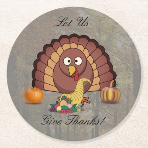 Let Us Give Thanks Round Thanksgiving Coasters