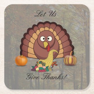 Let Us Give Thanks Square Thanksgiving Coasters