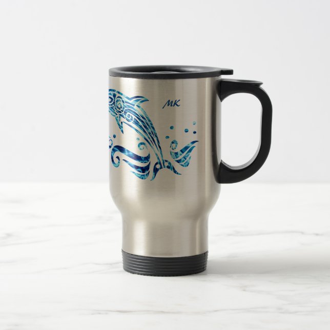 Let Us Live in Harmony with Our Dolphin Friends Travel Mug (Right)