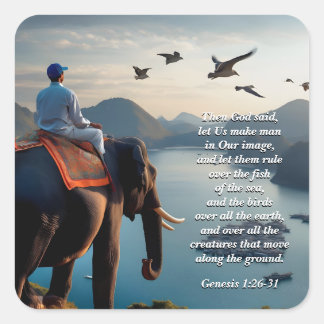 Let Us Make Man in Our image, God & Creation Verse Square Sticker