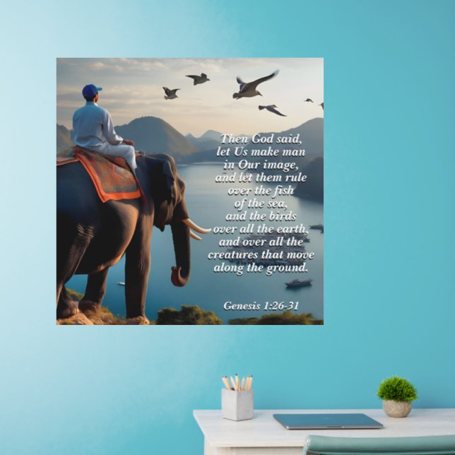 Let Us Make Man in Our image, God & Creation Verse Wall Decal (Home Office)