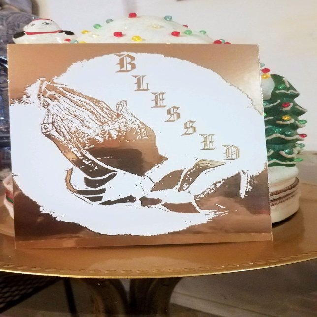 "Let Us Pray" Rose Gold Foil Holiday Card (Creator Uploaded)