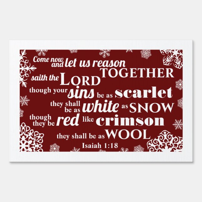 Let Us Reason Together Bible Verse Yard Sign (Front)