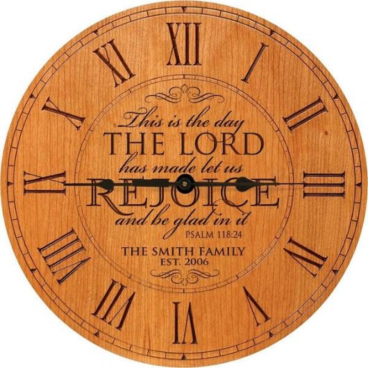 Let Us Rejoice Roman Numeral Analog Wall Clock (Front)