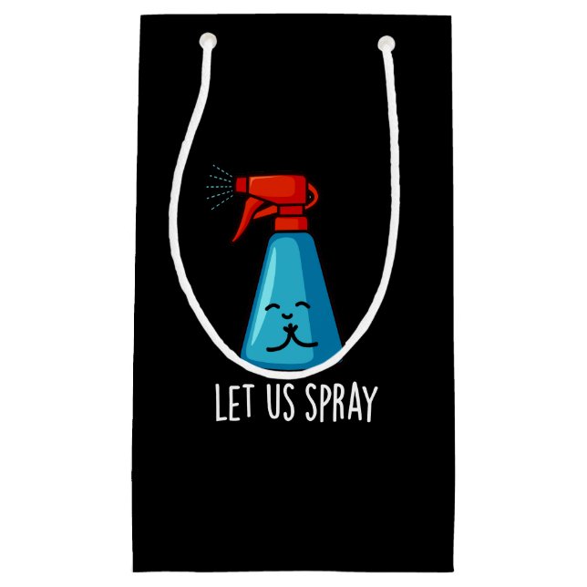 Let Us Spray Funny Praying Bottle Pun Dark BG Small Gift Bag (Front)
