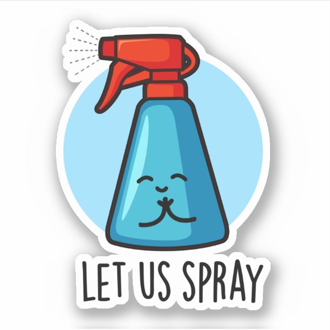 Let Us Spray Funny Praying Bottle Pun  Sticker (Front)