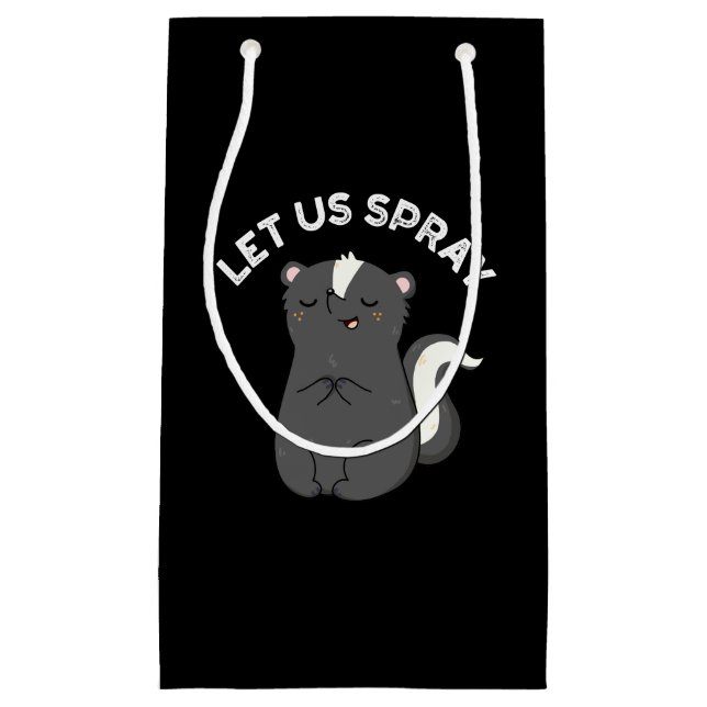 Let Us Spray Funny Skunk Pun Dark BG Small Gift Bag (Front)