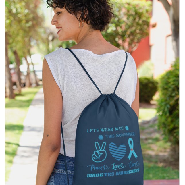 Let Us Wear Blue This November-Diabetes Awareness  Drawstring Bag (Creator Uploaded)