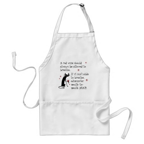 Let Wine Breathe or Mouth_to_Mouth Funny Adult Apron