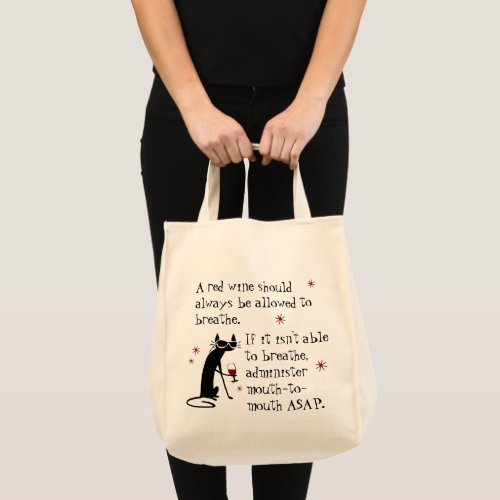 Let Wine Breathe or Mouth_to_Mouth Funny Tote Bag