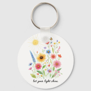 Let you light shine flowers and sun monogram keychain