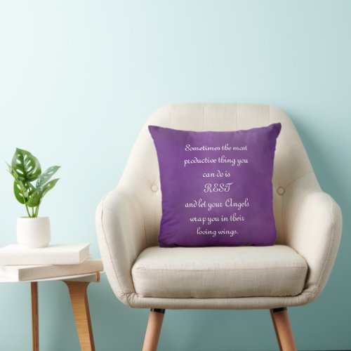 Let Your Angels Wrap You Comfort Quote Throw Pillow