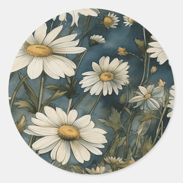  Let your creativity blossom with a daisy design Classic Round Sticker (Front)