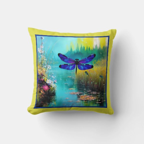 Let your dreams be the wings dragonfly throw pillow