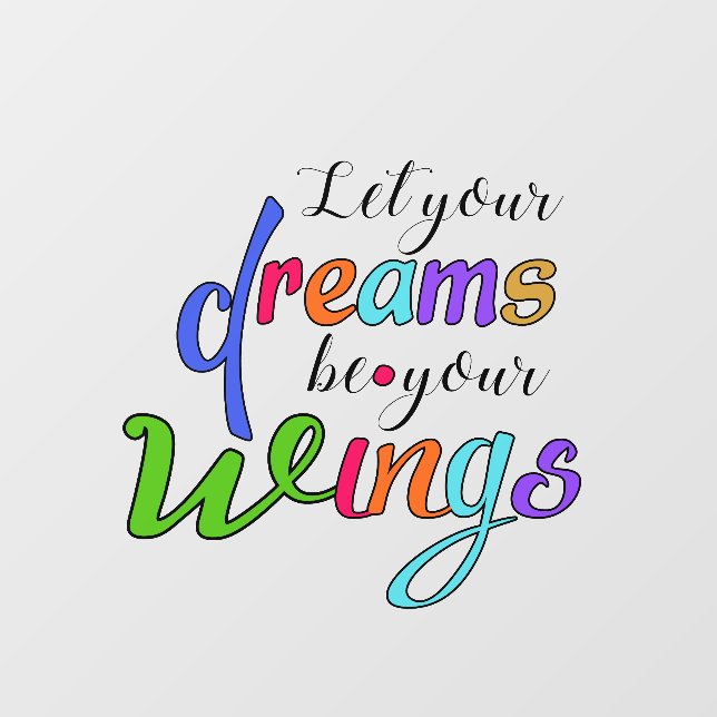  let your dreams be your wings motivational quotes wall decal  (Front)