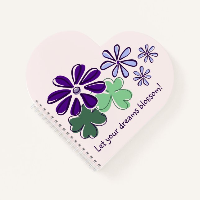 Let Your Dreams Blossom, Botanical Doodle, QR Code Notebook (Front)