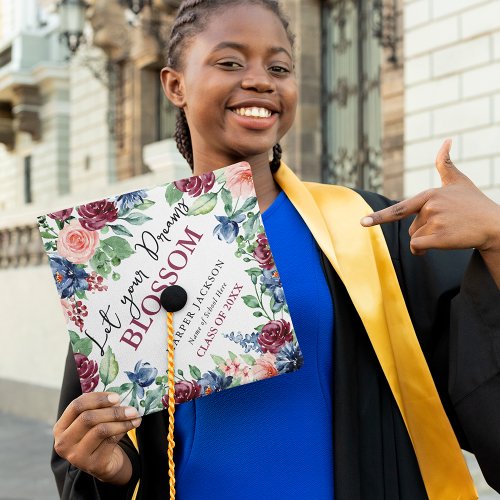 Let Your Dreams Blossom Watercolor Floral Graduate
