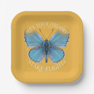 Let Your Dreams Take Flight Blue Butterfly Paper Plates