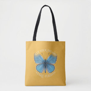 Let Your Dreams Take Flight Blue Butterfly Tote Bag
